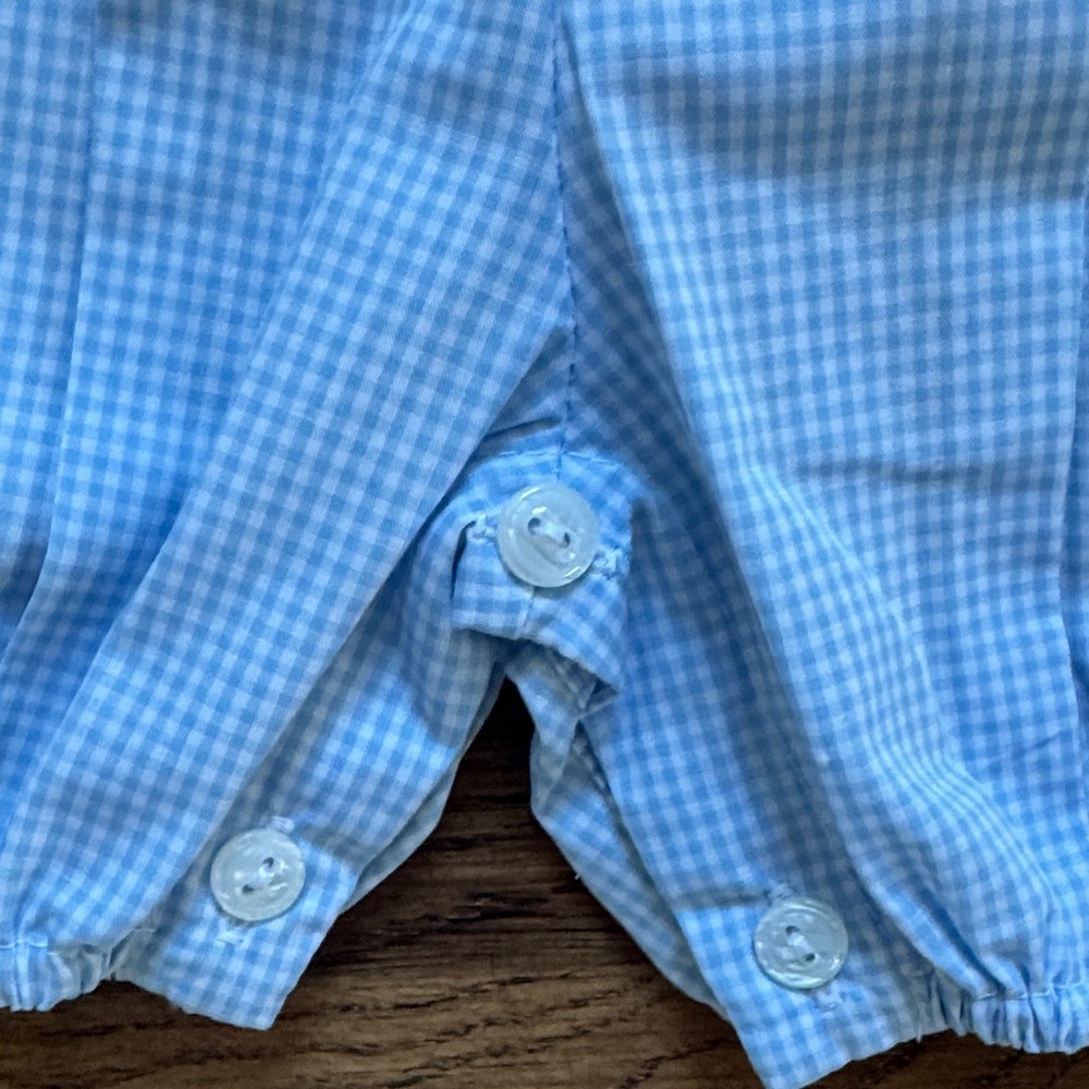 Lullaby Set New With Tags Light Blue Gingham Baby Romper with Peter Pan Collar - Picture 9 of 14